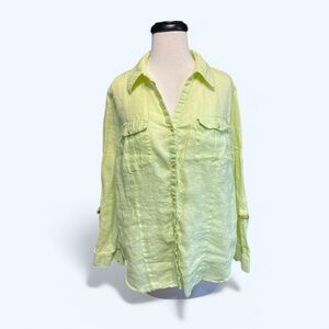 Lime Green Button-Up Women's Top Chico size 2
